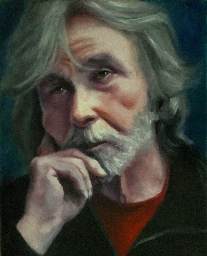 ELAINE DAVIS
Waiting to Go Home, 2018
Oil on canvas, $350

This was a homeless gentleman who came to draw portraits in the workshop with us one Friday afternoon here at Chico Art Center. He had been invited by Mark Gailey, who met him and was impressed by his artistic aptitude, at the Jesus Center. He graciously agreed to model for us part of the afternoon. I saw in his face, weariness, longing and a resigned acceptance.
