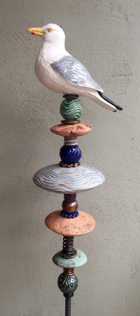 Susan Kirk, Gull, 2020, ceramic and metal, 24", $425/sold