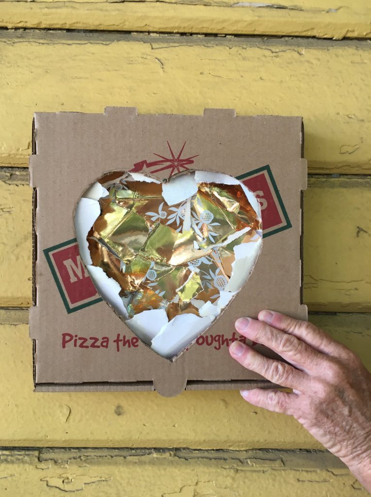"Remembering the Gold" - Cardboard, Duck tape, Pizza Box by Heather McCafferty