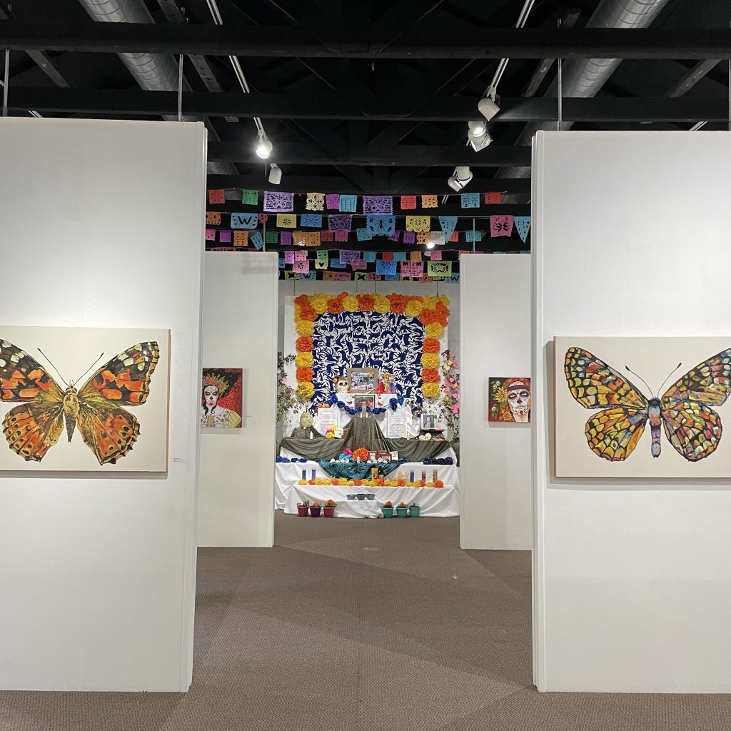 (Butterflies) Britta Goldmann, Northern Checkerspot (chlosyne Palma) and Painted Lady (Vanessa Cardui), 2022, Acrylic on canvas, $400 each