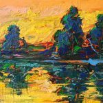 Richard Whitehead	"Sacramento River", acrylic on canvas, 24"x30", $800.	Freely painted acrylic interpretation of a view of the Sacramento River.